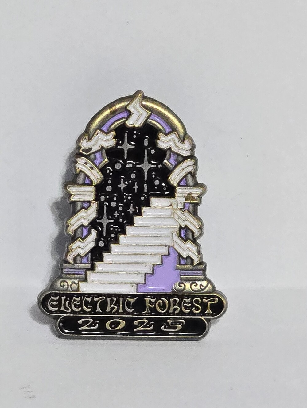 Disney Electric Forest 2025 Enamel Pin - Black, White, Lavender, Gold pin